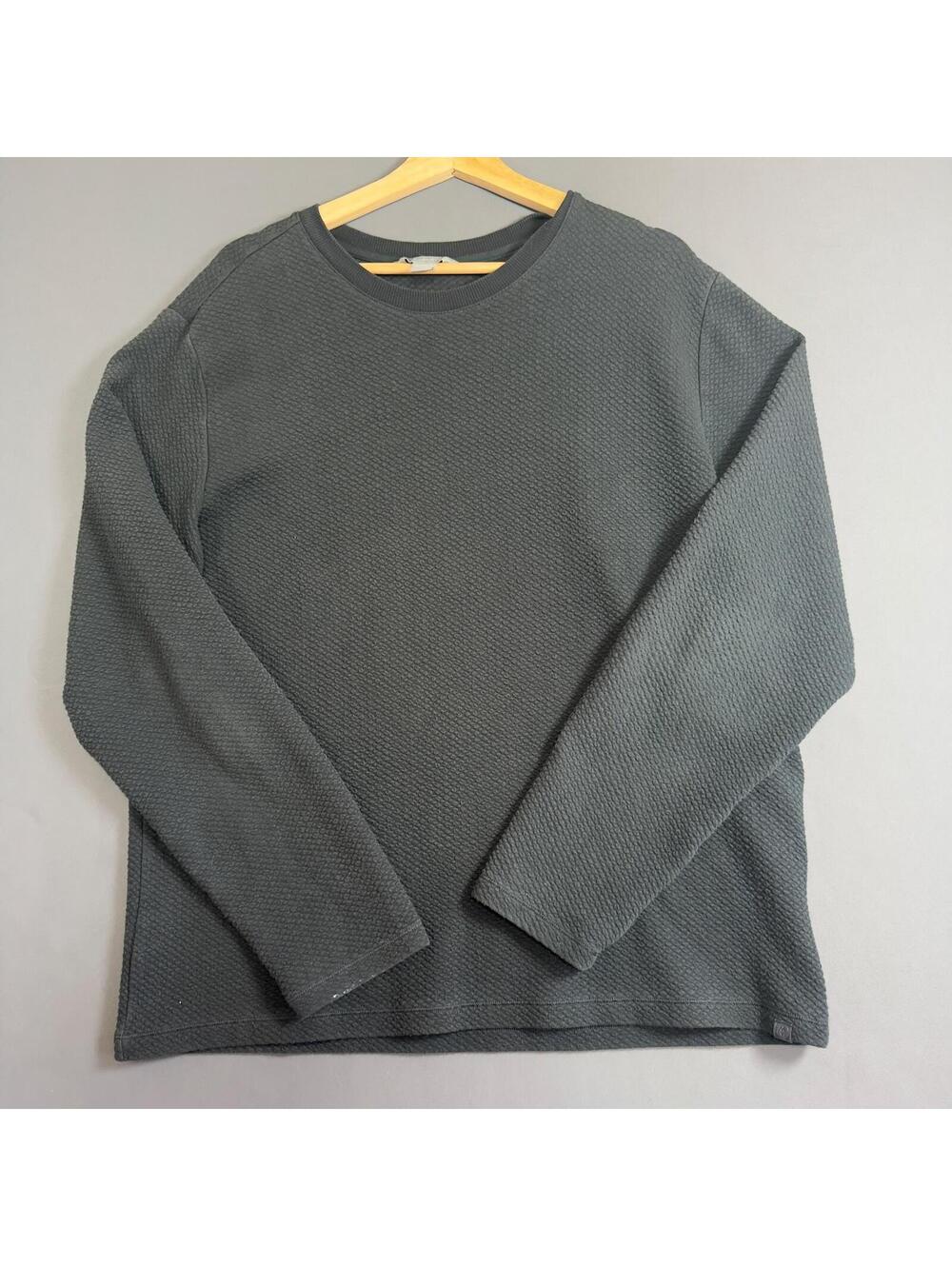 Cloudveil Vintage Mens Crew Neck Waffle Knit Size Long Sleeve Black L